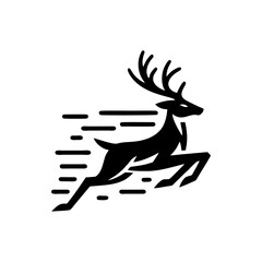 running deer logo concept. Deer logo design template. Deer silhouette on a white backgrounds, vector illustration