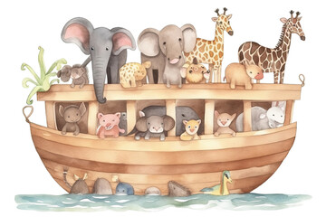 Illustration Ark Noah's Watercolor kids