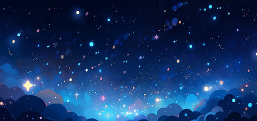 Hand drawn cartoon night starry sky illustration
