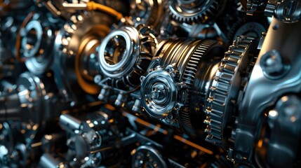Background featuring shiny metal machines and gears