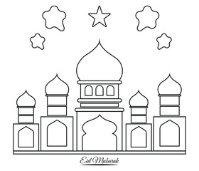 Eid Mubarak Text Vector illustration