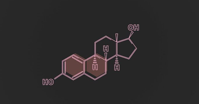 Chemical molecular formula of human hormone estrogen.