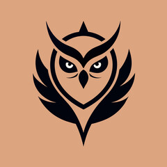 minimalist owl with wings logo