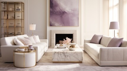 Fototapeta na wymiar Modern A class living room interior design with elegant color palette 