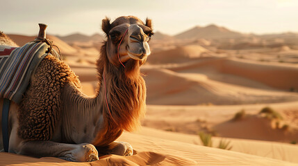 Camel in the desert - obrazy, fototapety, plakaty
