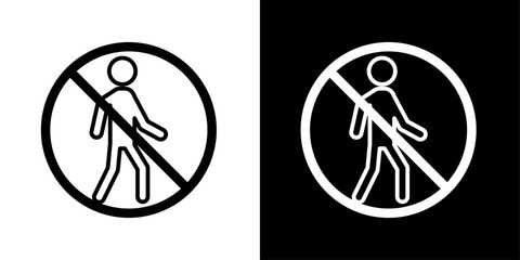 No Entry Sign Icon Designed in a Line Style on White background. - obrazy, fototapety, plakaty