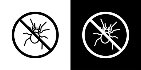No Parasitic Insects Sign Icon Designed in a Line Style on White background. - obrazy, fototapety, plakaty