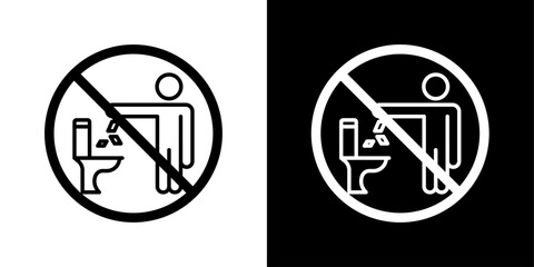 Do Not Litter in Toilet Sign Icon Designed in a Line Style on White background.