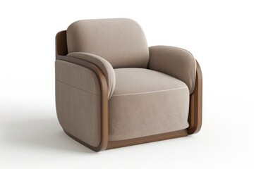  3D Render of a stylish armchair, ideal for reading or lounging in a cozy corner of the home, on isolated white background, Generative AI