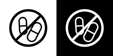 Stop Using Illegal Drugs Sign Icon Designed in a Line Style on White background. - obrazy, fototapety, plakaty