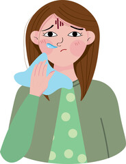 The sick woman has a runny nose