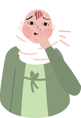 Hijab firl character coughing
