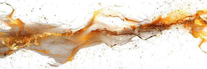 Golden splash of orange juice isolated against transparent