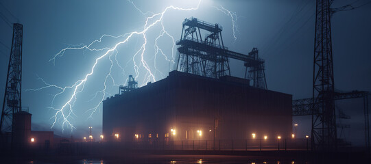power plants, electricity, lightning 31 - obrazy, fototapety, plakaty