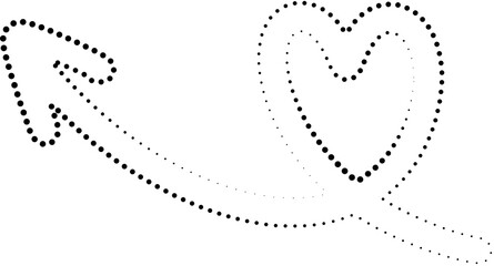 Set of dotted arrows. Halftone graphic