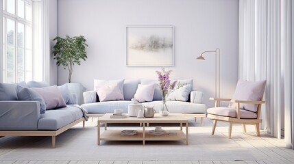 Modern elegant living room interior composition with trendy color palette 