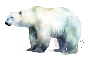 isolated polar watercolor bear drawing hand animal polar illustration
