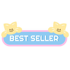 BEST SELLER sale badge with cat for online shopping, marketing, promotion, sticker, banner, special...