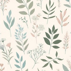 Colorful leaf and flowers pattern in a seamless design