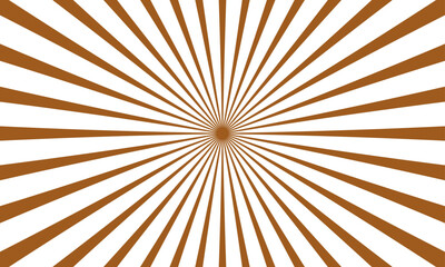 Sunburst brown vector background with copyspace  rays isolated on white. sunray copy space