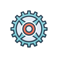 Color illustration icon for cogwheel