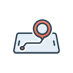 Color illustration icon for gps