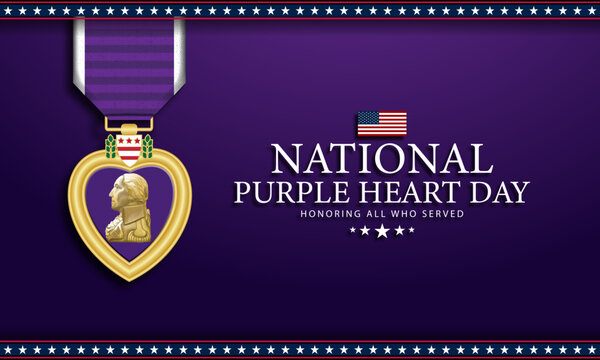 National Purple Heart Day August 7 Background Vector Illustration