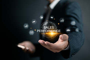 Sales performance management concept. Improve sales efficiency, agile CRM, Strategic Decision...