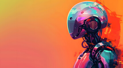 Powerpoint background Generative AI presentation, robot, space for text.