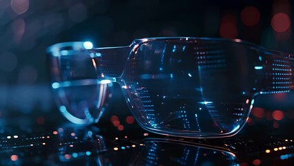 Augmented reality glasses lighting up with a heads up display