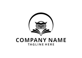 Illustration owl book creative logo design vektor template