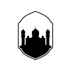 Mosque vector icon illustration design template. dome mosque and gate pray muslim religion minimalist logo design vector icon illustration template. ramadan kareem, eid mubarak vector illustration