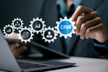 CRM, Customer relationship management concept. Social media, digital online, Customer network management and network connecting connections for target customers.