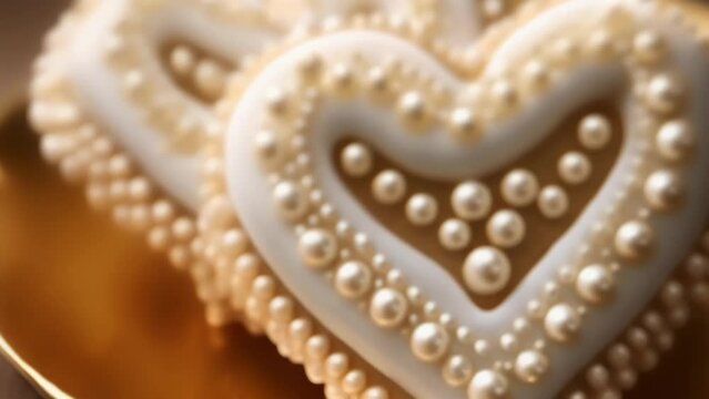 Crafted with utmost care, these heartshaped cookies are adorned with elegant edible pearls, adding a touch of sophistication that makes them truly irresistible.