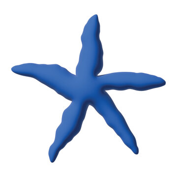 3D vector illustration of blue starfish