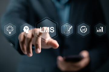 LMS, Learning management system concept. E-Learning software application, Lesson and online...