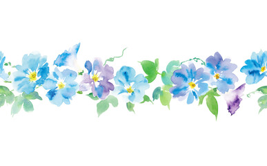 Seamless Morning Glory Pattern Painted in Watercolor