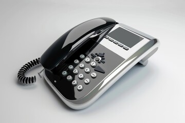3D Render of a sleek desktop telephone with caller ID and speakerphone capabilities, on isolated white background, Generative AI
