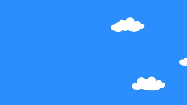 moving cloud animation. animated clouds in a blue sky cartoon style. motion graphic clouds