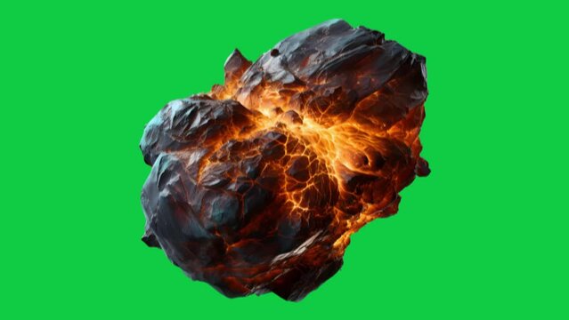 Fiery Meteor Falls with green screen background