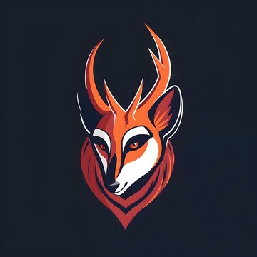Elegant Deer Emblem: Flat Vector Logo Design for Wildlife Enthusiasts