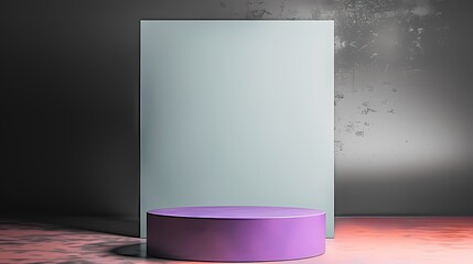 Empty blank round podiums or pedestals ,  pink and blue theme background , For product display scene creative design scene for commercial product display