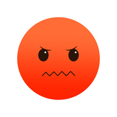Fototapeta premium Angry emoji, red face. Mad, simple icon. Frustration expressed. Vector illustration. EPS 10.