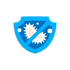 anti bacterial label with shield concept illustration flat design vector. simple modern graphic element icon