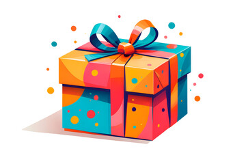 Fototapeta na wymiar Colorful gift box in illustration style