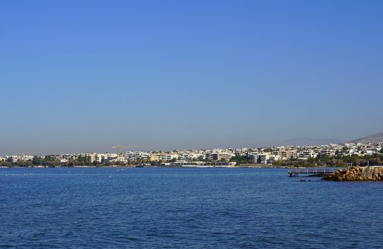 View of the city of Voula, from the sea, in Attica, Athens, Greece