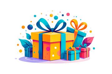 Colorful gift box in illustration style