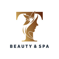 Vector letter t logo design for beauty with creative style - obrazy, fototapety, plakaty