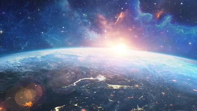 space background with beautiful planet view. near space photography. seamless looping overlay 4k virtual video animation background