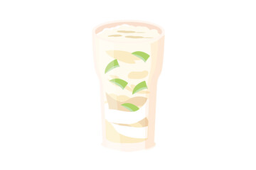 Fresh Coconut Ice Served In A Glass Cup |  Appetizer During Ramadan